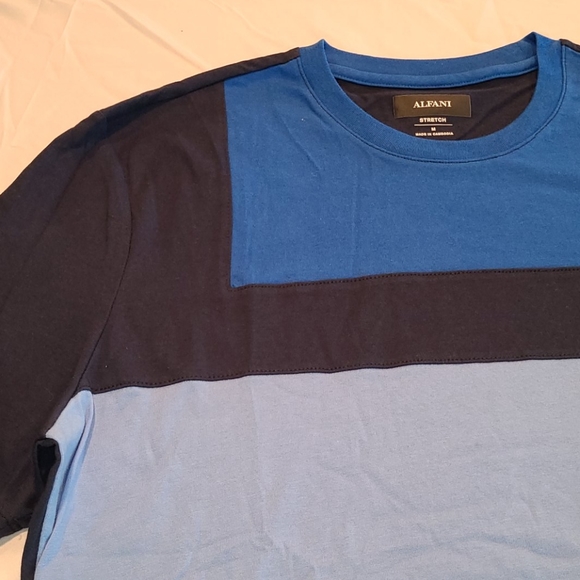 Alfani stretch panel blue T-shirt - Picture 5 of 13